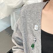 Celine Brooch Metal, Glass & Diamanté Silvery, Transparent, Green & Crystal ABH853 - 6