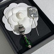 Celine Brooch Metal, Glass & Diamanté Silvery, Transparent, Green & Crystal ABH853 - 2