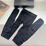 Prada Inspired Velvet Logo Tights Black  - 5