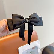 Prada Bow Hair Clip Satin Black - 1