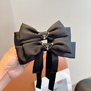 Prada Bow Hair Clip Satin Black - 4