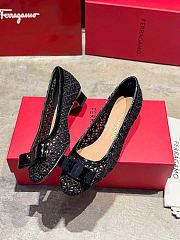 Ferragamo Macramé Vara Bow Pump Black 3cm - 2