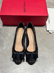 Ferragamo Macramé Vara Bow Pump Black 3cm - 3