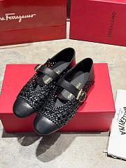  Ferragamo Gancini Buckle Ballet Flat Black - 3