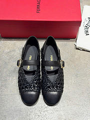  Ferragamo Gancini Buckle Ballet Flat Black - 4