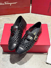 Ferragamo Gancini Buckle Ballet Flat Black - 5