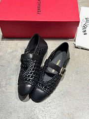  Ferragamo Gancini Buckle Ballet Flat Black - 6