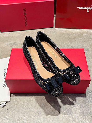 Ferragamo Macramé Vara Bow Pump Black 3cm