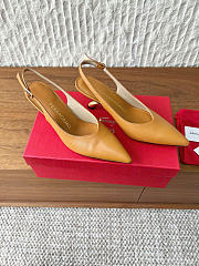 Ferragamo S-shaped Heel Slingback Natural Brown 5cm - 1