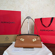 Ferragamo Hug East-West Shoulder Bag Cognac/Testa di Moro - 32x14.5x9.5cm - 1