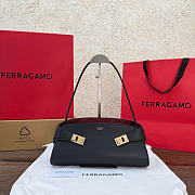 Ferragamo Hug East-West Shoulder Bag Black/Burgundy - 32x14.5x9.5cm - 1