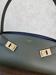 Ferragamo Hug East-West Shoulder Bag Olive Green/Navy Blue - 32x14.5x9.5cm - 5