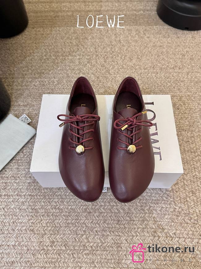 Loewe Pebble Soft Lace-up in Nappa Calfskin Dark Burgundy - 1