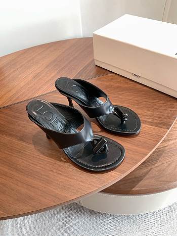 Loewe Toggle Sandal In Shiny Smoot Calfskin Black 9cm