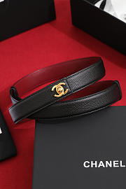Chanel Leather Belt Black & Gold AAC406 - 1
