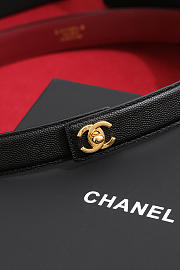 Chanel Leather Belt Black & Gold AAC406 - 5
