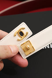 Chanel Leather Belt Calfskin & Metal White & Gold AAC406 - 5