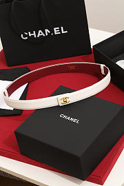 Chanel Leather Belt Calfskin & Metal White & Gold AAC406 - 6