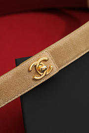 Chanel Leather Belt Suede Calfskin & Metal Dark Beige & Gold AAC406 - 4