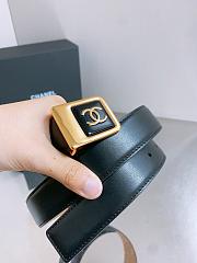 Leather Belt Calfskin & Metal Black, Beige & Golden 3cm - 5