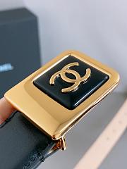 Leather Belt Calfskin & Metal Black, Beige & Golden 3cm - 2