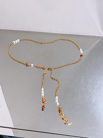 YSL Cassandre-Tone And Resin Chain Belt in Gold