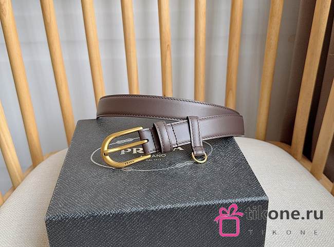 Prada Leather Belt Ebony 1CS130 3.3cm - 1