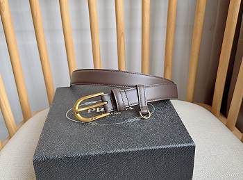 Prada Leather Belt Ebony 1CS130 3.3cm