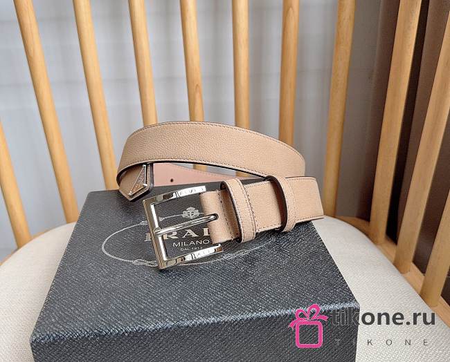 Prada Nubuck Leather Belt Desert Beige 3.3cm - 1