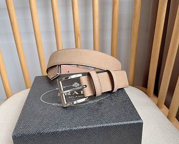 Prada Nubuck Leather Belt Desert Beige 3.3cm