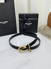 YSL Cassandre Charm Elongated Buckle Thin Belt In Leather Black 2cm - 6