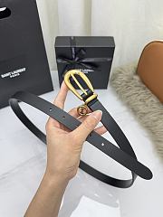 YSL Cassandre Charm Elongated Buckle Thin Belt In Leather Black 2cm - 4
