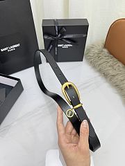 YSL Cassandre Charm Elongated Buckle Thin Belt In Leather Black 2cm - 2
