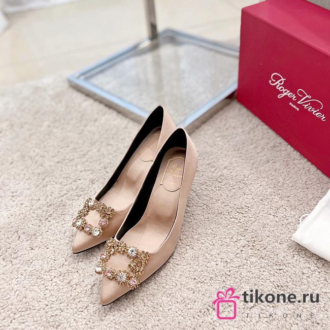 Roger Vivier Efflorescence Pumps in Satin Pink 6.5cm  - 1