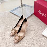 Roger Vivier Efflorescence Pumps in Satin Pink 6.5cm  - 1