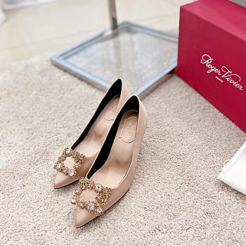 Roger Vivier Efflorescence Pumps in Satin Pink 6.5cm 