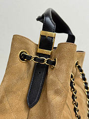 Chanel Hobo Bag Suede Calfskin Shiny Lambskin Gold-Tone Metal Beige & Black - 31x28x12cm - 2