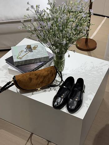 Celine MJ In Croc-Stamped Leather Black