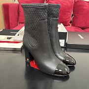 Chanel Short Boots Stretch Lambskin, Lambskin & Patent Calfskin Black 85mm G47359 - 1