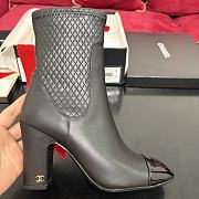 Chanel Short Boots Stretch Lambskin, Lambskin & Patent Calfskin Black 85mm G47359 - 6