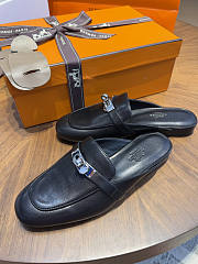 Hermes Oz Mule Goatskin Palladium Hardware Black - 6