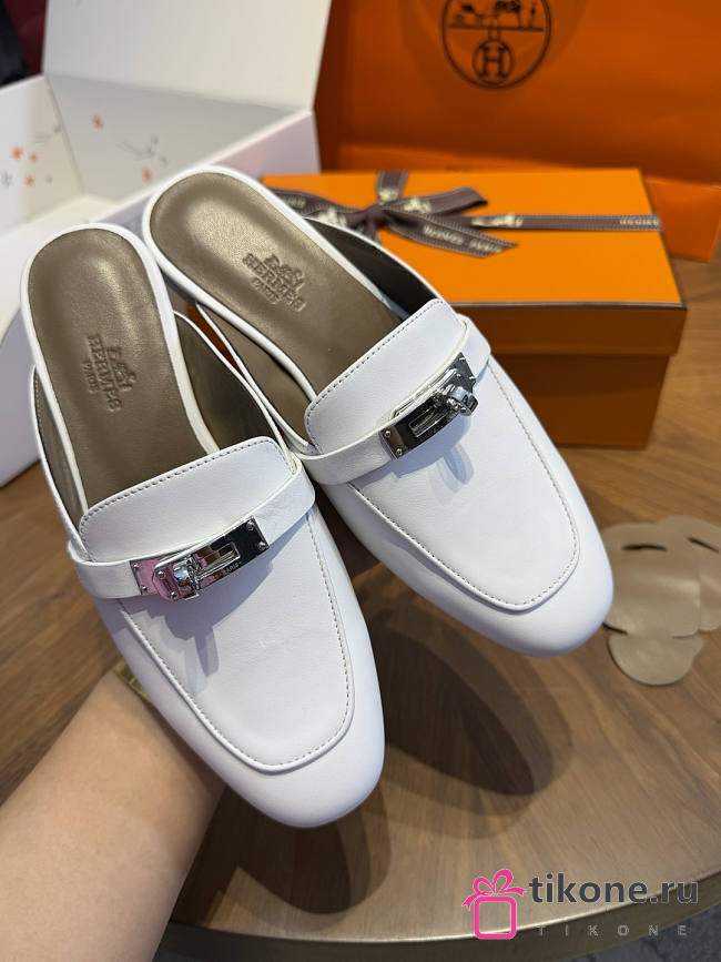 Hermes Oz Mule Goatskin White - 1