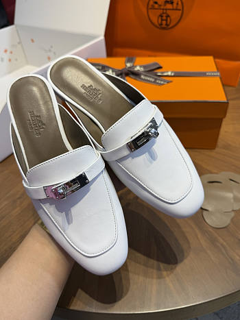 Hermes Oz Mule Goatskin White