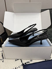 Prada Brushed Leather Slingback Pumps Black 1I659O 55mm - 5