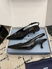 Prada Brushed Leather Slingback Pumps Black 1I659O 55mm - 3