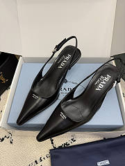 Prada Brushed Leather Slingback Pumps Black 1I659O 55mm - 2