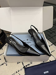Prada Brushed Leather Slingback Pumps Black 1I659O 55mm - 1