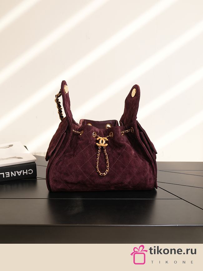 Chanel 25 Small Handbag Suede Calfskin & Gold Metal Burgundy AS5293 - 30x26x14cm - 1