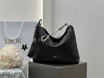 Medium Diorly Bag Black Flat Macrocannage Calfskin - 31.5x25x8cm
