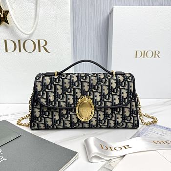 Dior Médaillon Pouch Blue Dior Oblique Jacquard - 25x12x6cm 